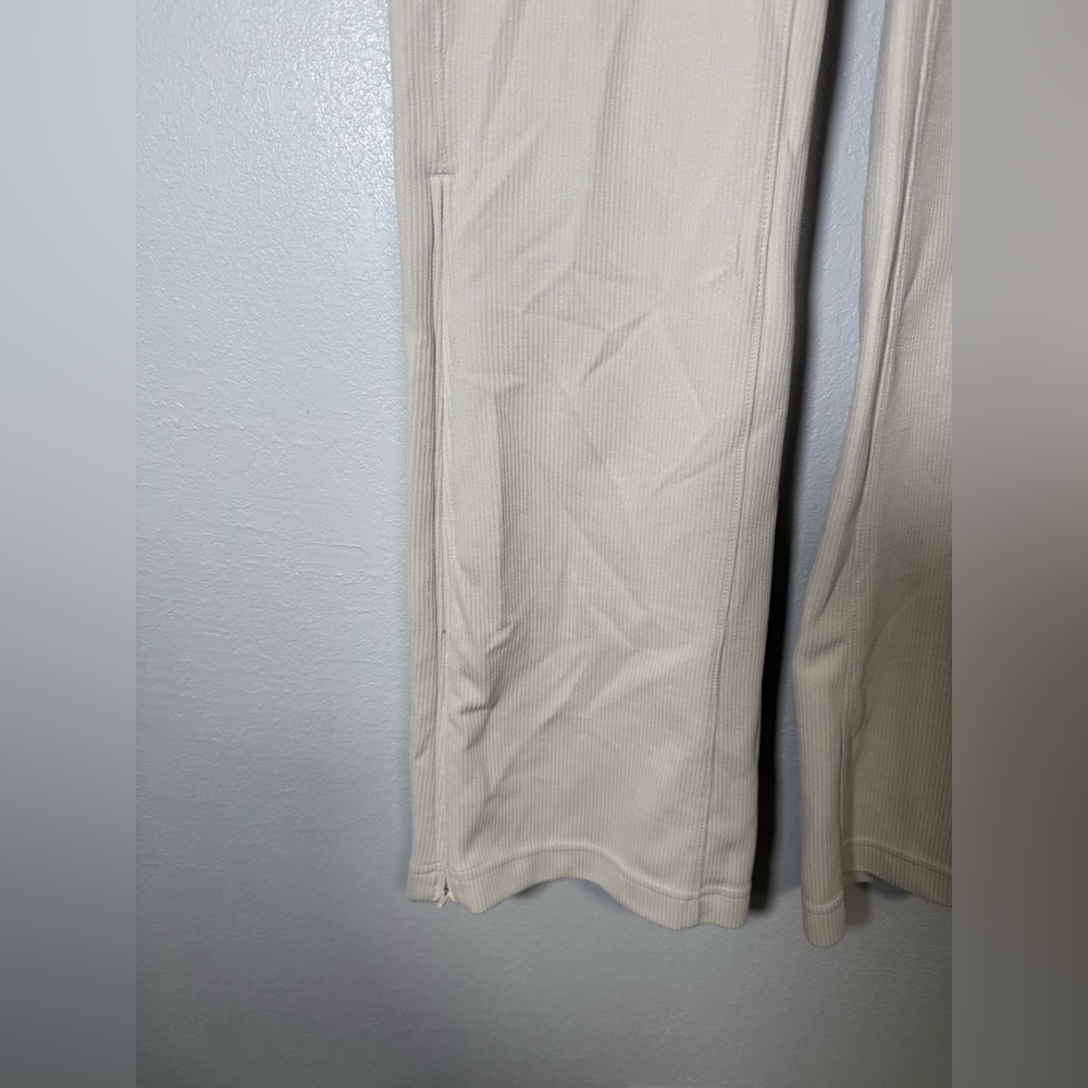 Lululemon Ribbed High Rise Flare Pants Cream White Lounge Athleisure Size 8 tall - Picture 7 of 9
